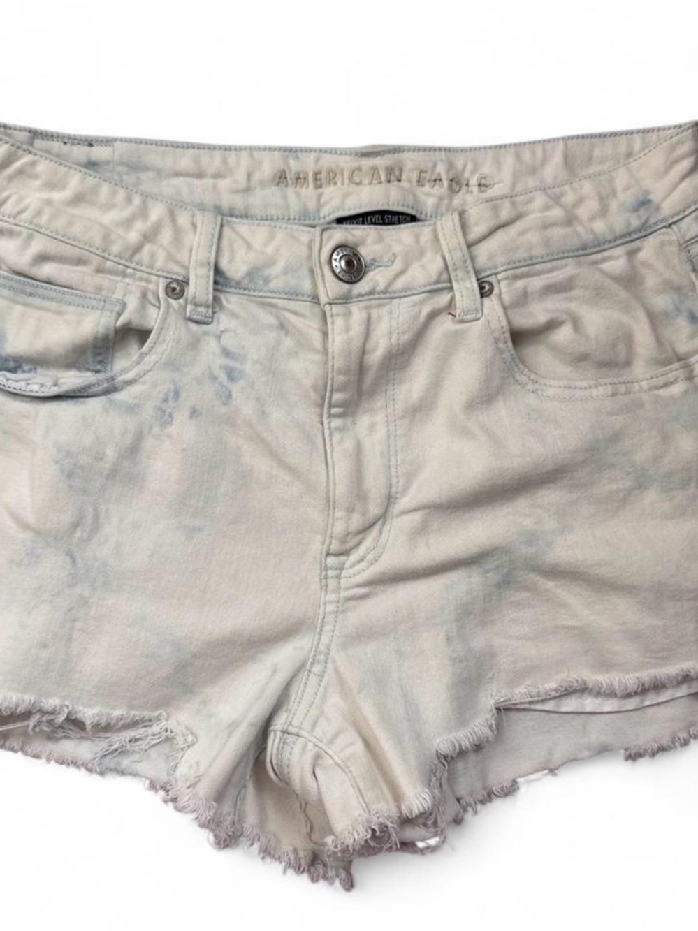American Eagle Outfitters Pale Blue Tie-Dye Denim Cutoff Shorts